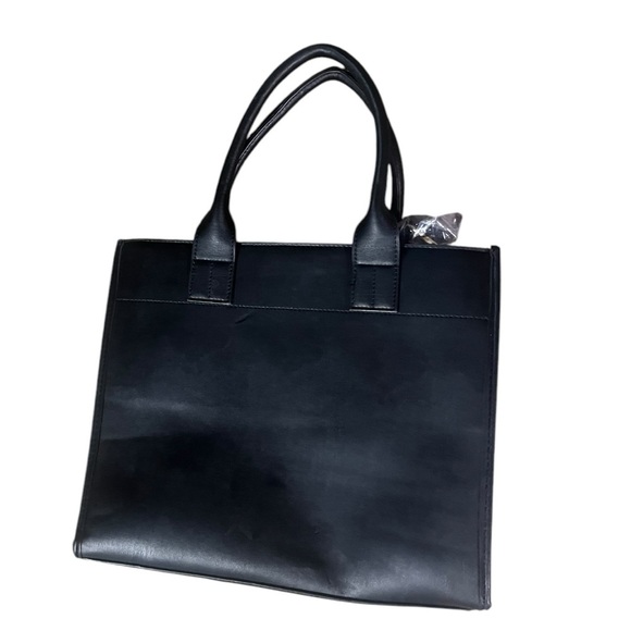 Valentino Orlandi Large Satchel Black Crossbody Vegan Leather Purse NWOT Italy - Picture 3 of 8